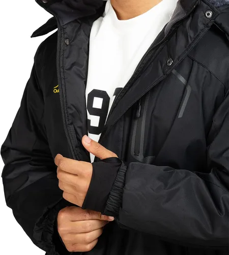 Vista 4 de CorBuyit Chaqueta de esquí con capucha para hombre, abrigo impermeable de invierno para nieve