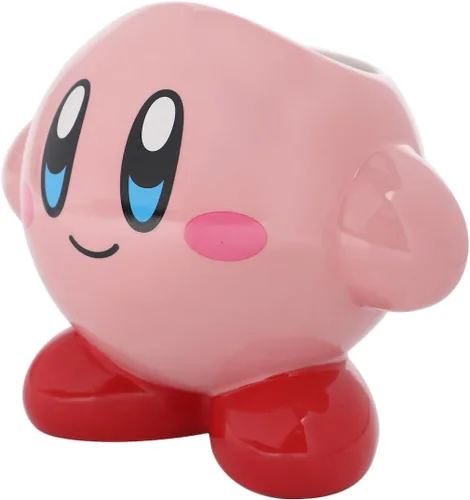 Vista 2 de Bioworld Kirby 18 Oz (532 ml) Taza de cerámica esculpida de personaje rosa