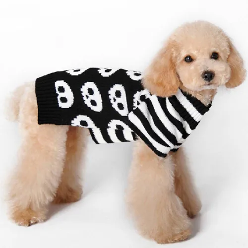 Vista 2 de Tangpan Suéter para perros y cachorros, ropa de gatos, color negro, calavera, talla XS Negro (Black Skull)