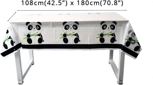 Vista 2 de LYT Mantel de mesa de cumpleaños con temática de panda, cubierta de mesa de plástico para fiesta de cumpleaños, baby shower, suministros de fiesta