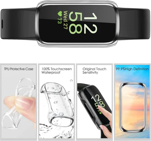 Vista 4 de FINTIE Paquete de 3 fundas compatibles con Fitbit Inspire 3 2 HR, flexible, suave, protector de pantalla de reloj, funda de TPU para parachoques