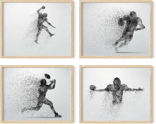 Vista 40 de Impresiones artísticas de fútbol americano para pared, juego de 5 (8x10) carteles de fútbol americano sin marco, decoración de sala de fútbol Niños