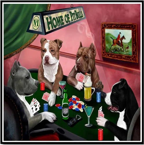 Vista 13 de Home of Poker Playing Pit Bull Dogs - Lienzo decorativo de pared de alta calidad listo para colgar, lienzo de pared impreso de animales únicos