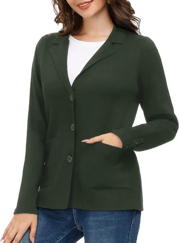 Vista 2 de Chaqueta casual de manga larga para mujer, para trabajo, oficina, con bolsillo