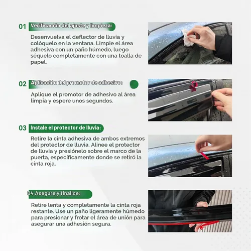 Vista 5 de Protector de lluvia Deflector de viento para montaje exterior, viseras de ventana con cinta compatible con Ford F-250 1999-2016 Super Duty