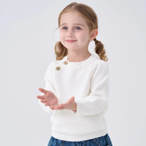 Vista 3 de Pureborn - Jersey de punto para bebés, niñas y niños, suéter de punto de algodón con cierre de botones beige-a