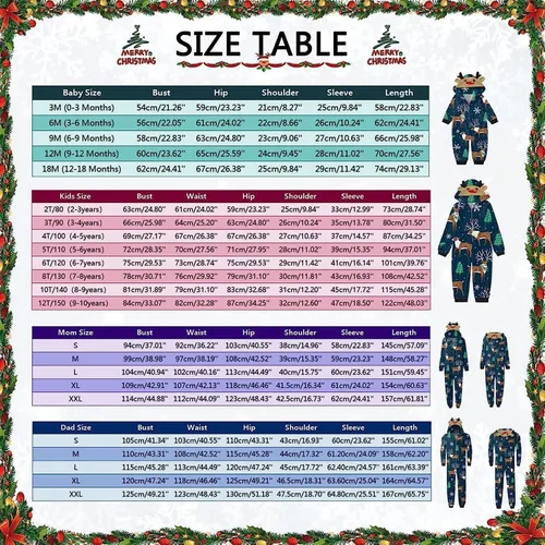 Vista 7 de OAKFashion Pijamas de Navidad para la familia, pijamas de Navidad suaves a juego, conjuntos de ropa de dormir para parejas, niños y bebés