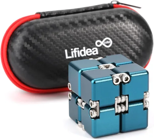 Vista 11 de Lifidea Cubo infinito de metal de aleación de aluminio (6 colores) juguete de escritorio de mano con estuche genial, cubo mágico infinito, alivia