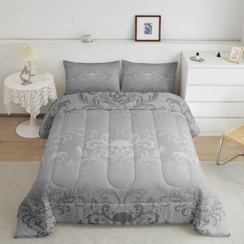 Vista 30 de Erosebridal Juego de ropa de cama damascada gótica para adultos, juego de edredón victoriano antiguo, edredón floral vintage gótico con diseño