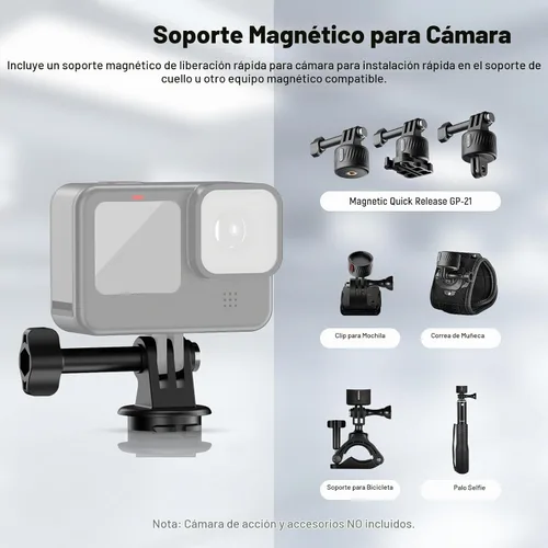 Vista 5 de NEEWER - Soporte magnético para cámara de acción, soporte magnético de liberación rápida con clip para teléfono compatible con GoPro Hero 13, 12