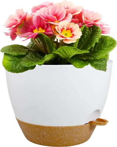 Vista 31 de Meowell Macetas grandes de 12 pulgadas con riego automático para plantas de interior y exterior, macetas para flores con orificios de drenaje