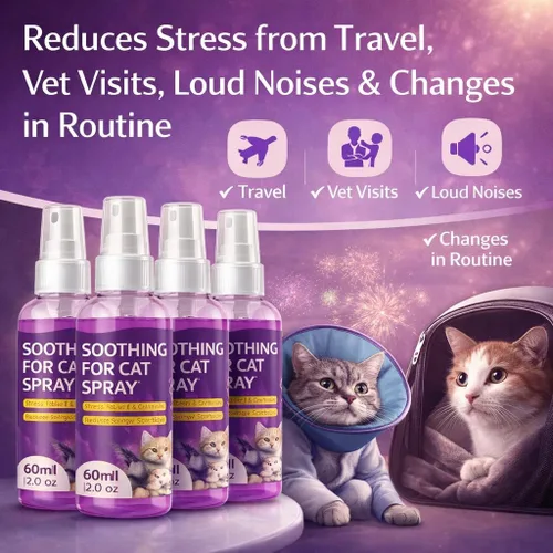 Vista 2 de Spray calmante para gatos, 15% F3 Spray de feromonas para gatos para ayudar a calmar durante el viaje y el estrés y reducir la pulverización