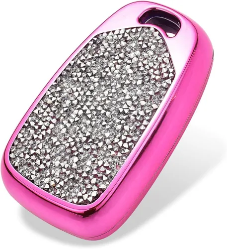Vista 3 de Royalfox 3, 4, 5, 6 botones, diamantes de imitación brillantes 3D femeninos, funda para llave inteligente remota para Chevy Chevrolet Malibu Camaro