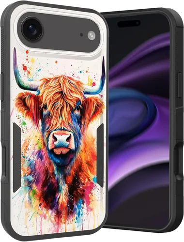 Vista 251 de Funda para iPhone Air, doble capa híbrida resistente resistente a prueba de golpes de policarbonato duro + funda protectora de silicona suave