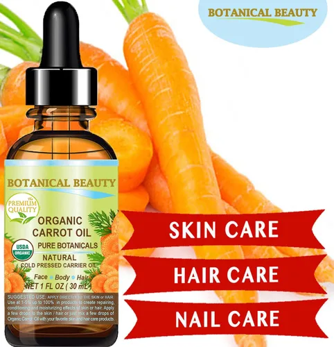 Vista 2 de Botanical Beauty Aceite orgánico de semillas de zanahoria, 100% puro, virgen sin refinar, aceite portador prensado en frío sin diluir para cara