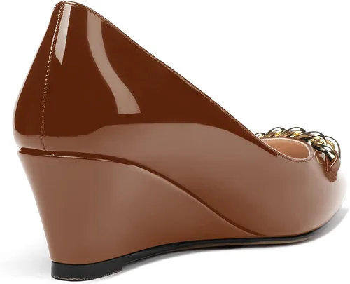 Vista 5 de WAYDERNS Zapatos de tacón bajo con cuña y puntera puntiaguda Chian para mujer, de 2 pulgadas