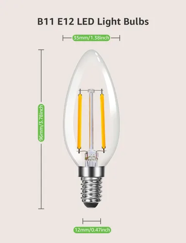 Vista 6 de Lepro Bombillas LED E12 regulables para candelabros, 2700 K blanco suave equivalente a 60 W, paquete de 6 Type B E12 base candelabra bulb for