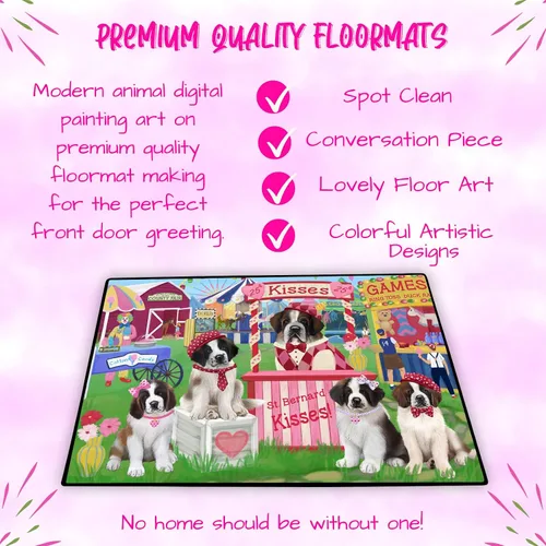 Vista 5 de Doggie of the Day St. Bernard Dogs Floor Mat - Carnival Kissing Booth - Best Dog Doormat - Protector Decor - Unique Portrait Art - Premium Quality