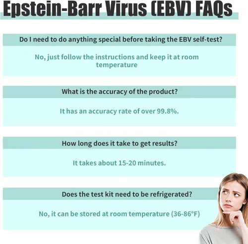 Vista 6 de Prueba de Epstein Barr (EBV) Pruebas en el hogar, altamente precisas, fáciles de leer y usar. Contra el virus Epstein-Barr VCA y EBNA, resultados