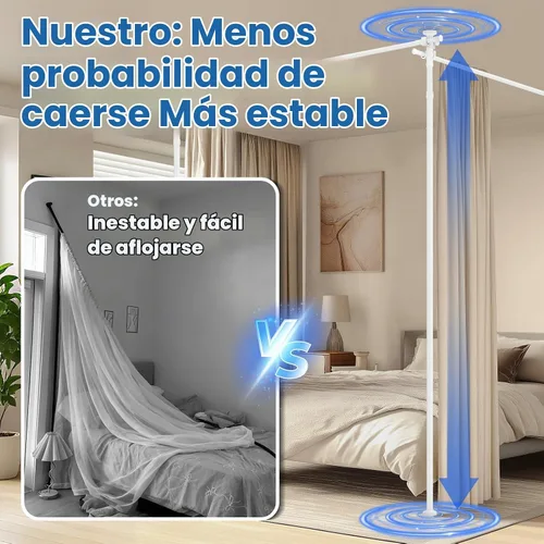 Vista 7 de Varillas de cortina divisoras de ambientes sin perforación, separador de pared para separación de habitaciones (ancho) 35-200 pulgadas x alto 43-120