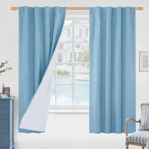 Vista 168 de LAMIT Cortinas opacas cortas de lino de 30 pulgadas para ventanas de cocina sobre el fregadero, cortinas de café texturizadas de lino marfil