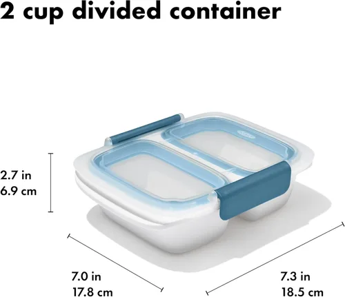 Vista 8 de OXO Good Grips Prep and Go - Recipiente dividido para 2 tazas, color azul océano