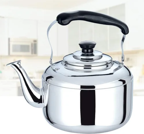 Vista 5 de Hervidor de té de acero inoxidable de 4 litros, tetera de acero inoxidable, tetera de gran capacidad, hervidor de té con mango anti-caliente
