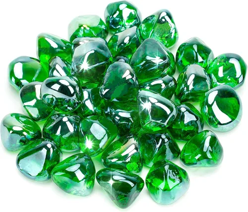 Vista 11 de Stanbroil Diamantes de cristal de fuego de 10 libras, vidrio de fuego de 1/2 pulgada para chimenea, hoguera y paisajismo, brillo de hielo de cristal