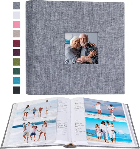 Vista 44 de Mublalbum - Pequeño álbum de fotos 4x6 con cubierta de lino y áreas de notas, libro de fotos con bolsillos verticales para boda, familia, bebé