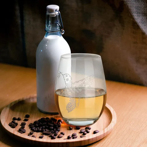 Vista 6 de Geiserailie Copas de vino sin tallo de colibrí, vidrio sin tallo, rama de Navidad, taza de té, exquisitos regalos para mujeres, amigos, hombres
