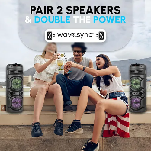 Vista 5 de Audiobox ABX-2900R - Altavoz Bluetooth dual de 8 pulgadas para fiesta, peso ligero con luces RGB, sonido de doble canal para fiestas, DJ, listo