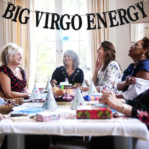 Vista 3 de Bandera energética Big Virgo, temporada de Virgo, decoración de fiesta de cumpleaños de agosto/septiembre, 12 suministros de decoración de fiesta