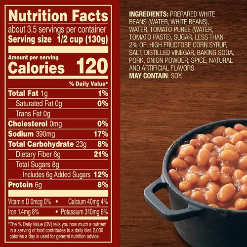 Vista 2 de Van Camp's Frijoles con Cerdo, Frijoles Enlatados, 15 oz