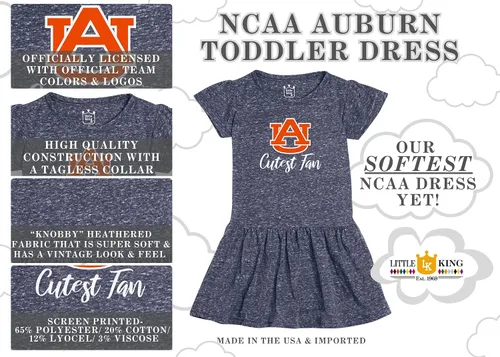 Vista 5 de Little King NCAA Knobby - Vestido para niñas pequeñas, tallas 2T, 3T y 4T