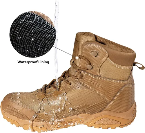 Vista 5 de FREE SOLDIER Mens Waterproof Hiking Boots Lightweight Work Boots Military Tactical Boots Durable Combat Boots