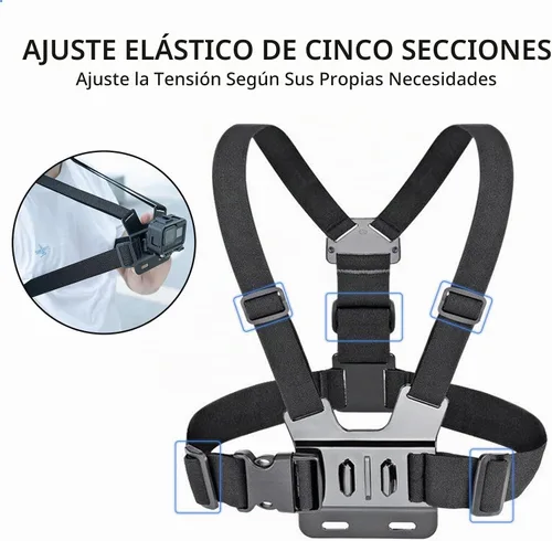 Vista 6 de Soporte ajustable para arnés de correa de pecho para teléfono celular, soporte de clip para iPhone, GoPro Hero, AKASO, DJI Osmo cámaras de acción