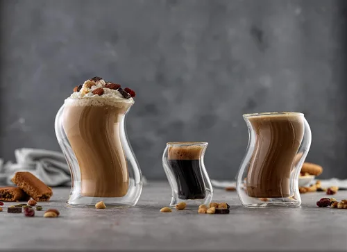 Vista 6 de JoyJolt Pivot - Vasos de doble aislamiento, juego de 2 excepcionales vasos de café helado de 13.5 onzas, elegantes vasos de bar para café, té