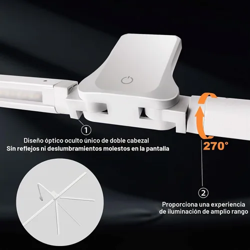 Vista 4 de EYOCEAN Lámpara de escritorio con abrazadera, lámpara de escritorio LED de 31.5 pulgadas para oficina en casa, luz de escritorio de doble cabezal