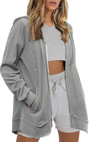 Vista 2 de Zeagoo Sudadera con capucha y cremallera para mujer, ligera, casual, con bolsillos