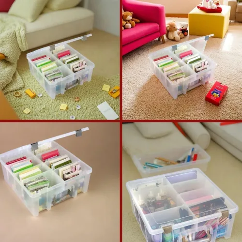 Vista 8 de ArtBin 6990AB Super Satchel Caja de Compartimentos de Doble Profundidad - Almacenamiento de Arte con 8 Compartimentos Removibles, Cierre Inteligente