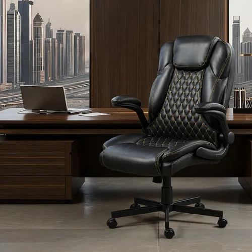 Vista 8 de Silla de oficina grande y alta resistente con brazos abatibles, silla ejecutiva ergonómica de escritorio para el hogar de 450 libras con asiento