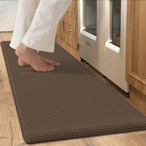 Vista 12 de Tapetes de cocina acolchados antifatiga, impermeable, acolchado de espuma viscoelástica para estar de pie, 17 x 59 pulgadas, color azul