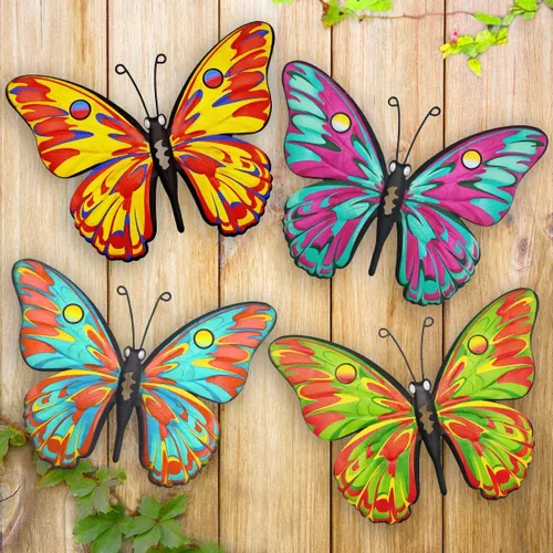 Vista 12 de Decoración de Pared de Mariposa de Metal - Arte Decorativo de Pared para Valla Exterior de 9,6", Decoración Colgante para Jardín y Patio, Sala