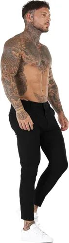 Vista 5 de Pantalones de vestir para hombre, ajustados, elásticos, a cuadros, pierna ajustada