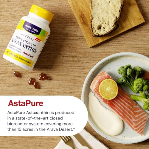 Vista 5 de Healthy Origins Astaxantina 12 mg, 60 cápsulas blandas – AstaPure Algas clínicamente estudiadas – Apoya la salud articular e inmunológica, piel