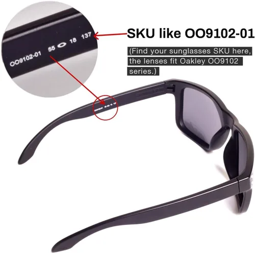 Vista 4 de Walleva Dos pares de lentes polarizadas de repuesto para gafas de sol Oakley Holbrook - azul hielo + rojo fuego, Revestimiento de espejo rojo fuego