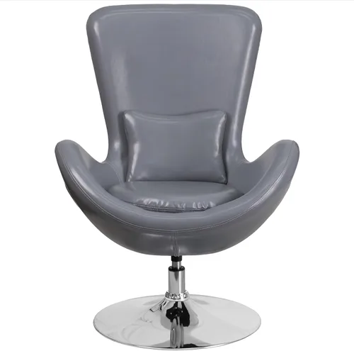 Vista 5 de Flash Furniture Egg Series Grey LeatherSoft Silla de recepción lateral Gris Leathersoft