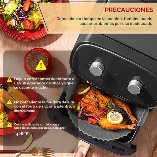 Vista 7 de Beauty - Paquete de 3 forros para freidora de aire, olla de silicona de 8 pulgadas, reutilizable de grado alimenticio, accesorios para cestas