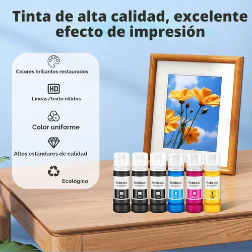Vista 4 de Compatible con botellas de repuesto de tinta EPT522 ET-2800 ET-2803 ET-2400 ET-4800 ET 2800 ET 4800 para botellas de tinta EPT522 para botellas