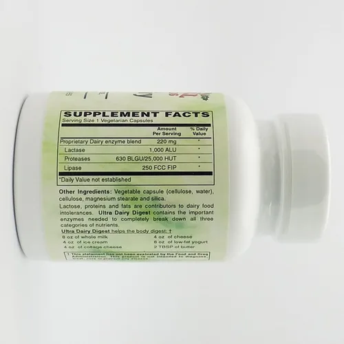 Vista 2 de Holly Hill Health Foods, Ultra Dairy Digest, 60 Cápsulas Vegetarianas